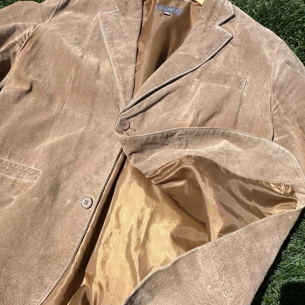Wilsons Leather Mens XL Suede Blazer Jacket Tan Brown Two Button Sport Coat